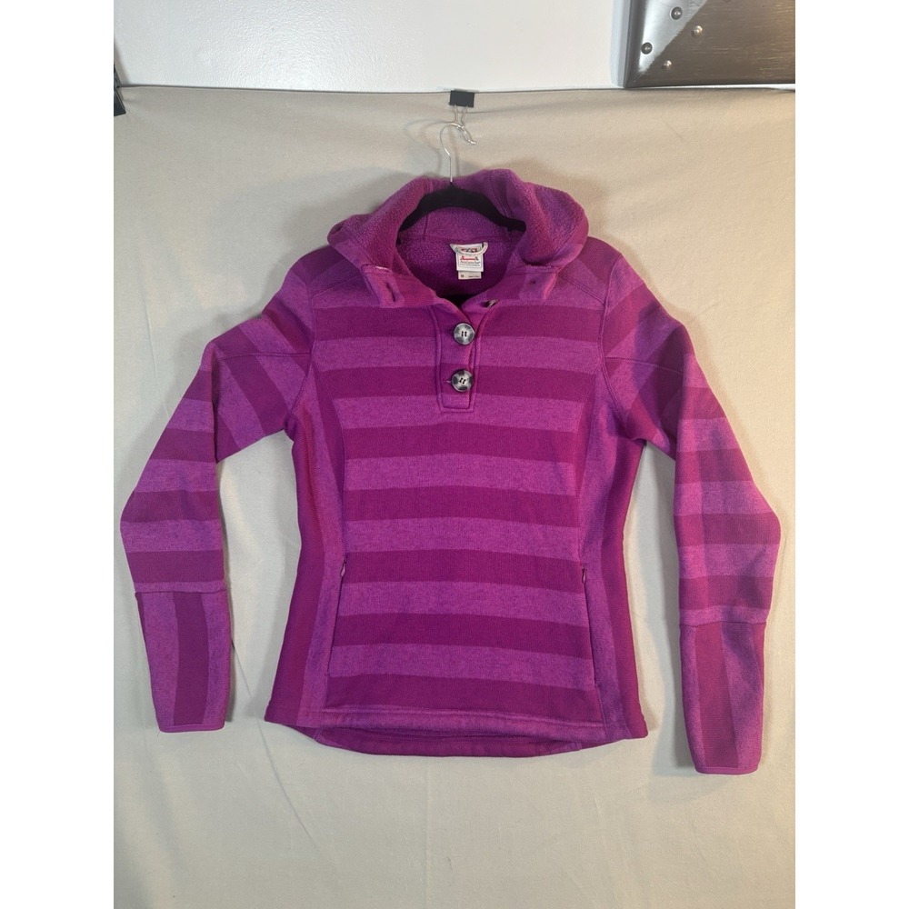 Avalanche Thermal Pullover Sweatshirt Hoodie Striped Purple Women Medium Henley
